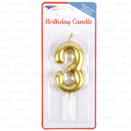 so nice metallic birthday candle 3 4 gold -- 12 per box