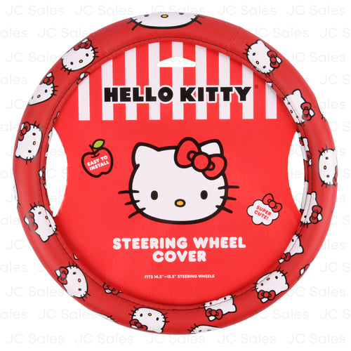 sanrio hello kitty steering wheel cover red white 14.5 x 15.59 -- 12 per case