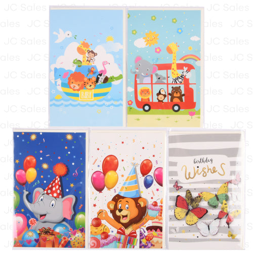 happy birthday cards assorted animals -- 12 per box