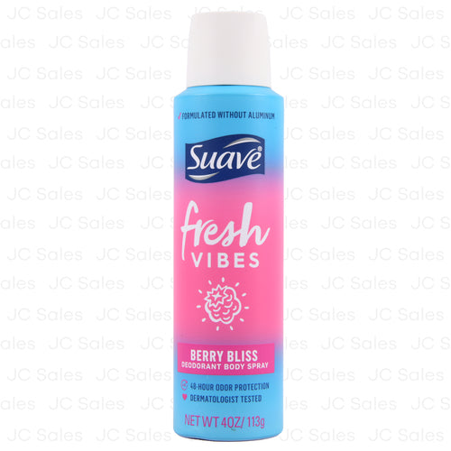 suave fresh vibes deodorant body spray berry bliss 4oz -- 12 per case