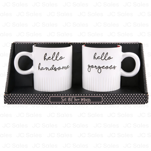 mug set hello handsome gorgeous 2pk 20-oz -- 12 per case