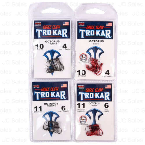 fishing trokar octopus hooks black sz 6 -- 20 per case