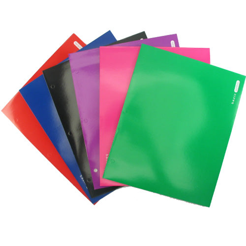 two pocket portfolio - glossy finish - assorted colors -- 48 per case