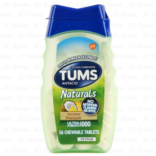 tums antacid naturals coconut pineapple 56 ct -- 6 per box