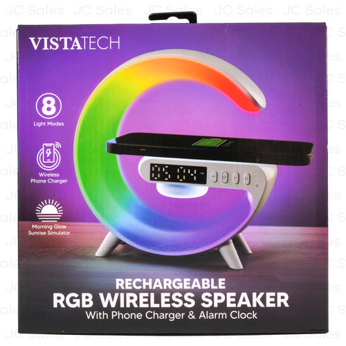 rgb bluetooth speaker w alarm clock white -- 12 per case