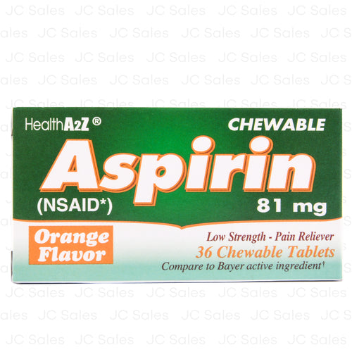 healtha2z chewable aspirin 81mg 36 ct orange tablets -- 24 per case