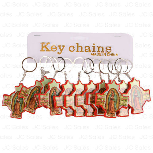 key chain cross w virgen de guadalupe -- 12 per box