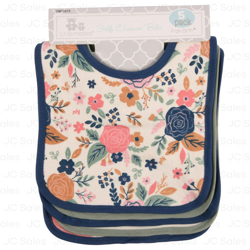 baby bib floral asst 5pk -- 12 per box