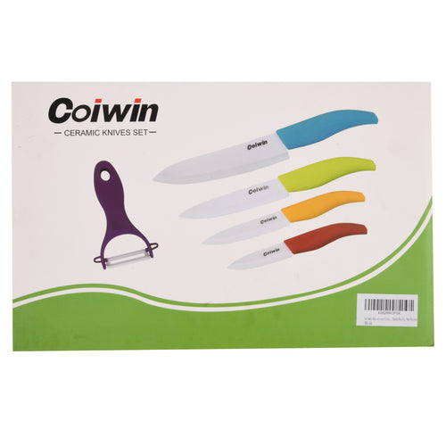 coiwin ceramic knife set w sheaths peeler -- 40 per case