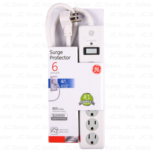 ge 6-outlet surge protector w cord 1800 white -- 10 per case