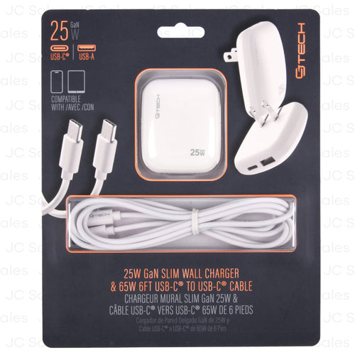 25wgan charger usb c to usb c cable 65w 6ft white -- 24 per case