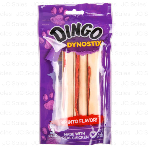 dingo dynostix dog snack w chicken 3pk -- 6 per box