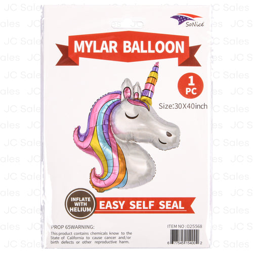 40 foil mylar balloon unicorn -- 12 per box