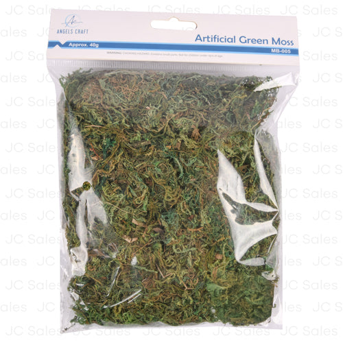 angels craft artificial green moss 40g -- 12 per box