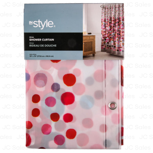 in style shower curtain dots 100 peva 70x72 -- 6 per case