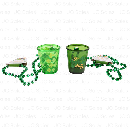 st. patrick necklace beaded w shot glass asst -- 24 per box