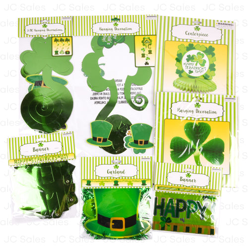 st. patrick party decor banner table hanging asst -- 48 per case