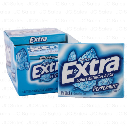 extra single serve peppermint gum 15pc -- 10 per box