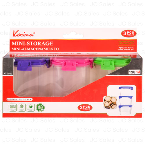 kocina fresh mini sq storage w lid 3pc -- 24 per box