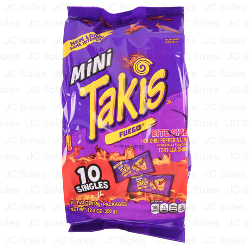 takis mini tortilla chips fuego 1.23-oz -- 10 per box