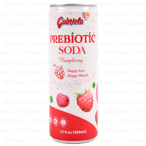 gabriela prebiotic soda raspberry 355ml -- 24 per case