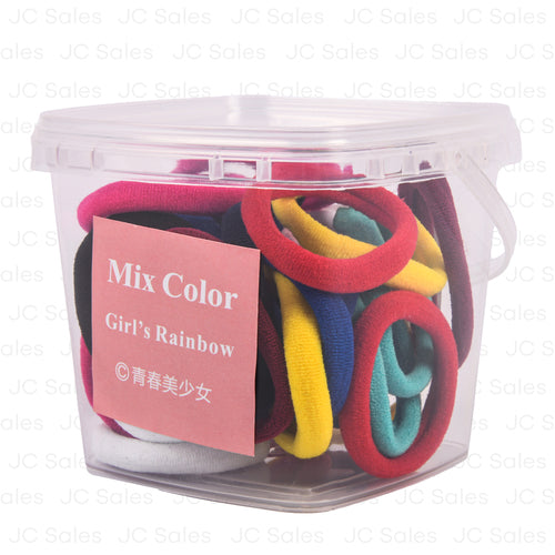 girls hair elastics mix rainbow colors -- 12 per box