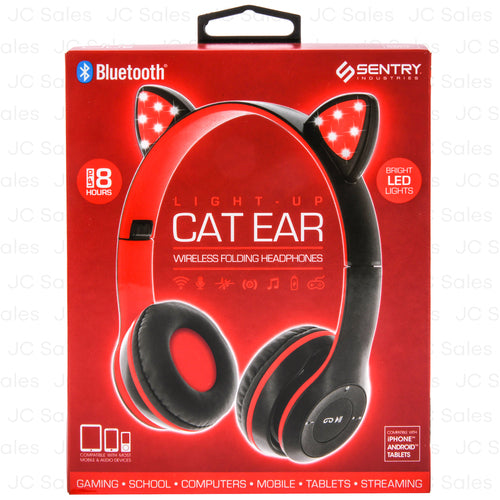 sentry light up cat ear headphones wireless asst -- 6 per box