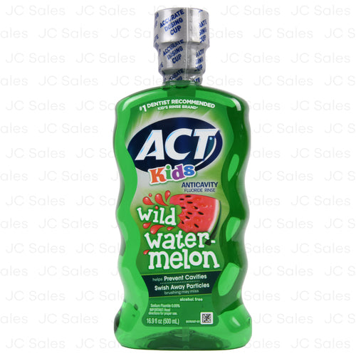 act kids mouthwash wild watermelon 16.9 oz -- 24 per case