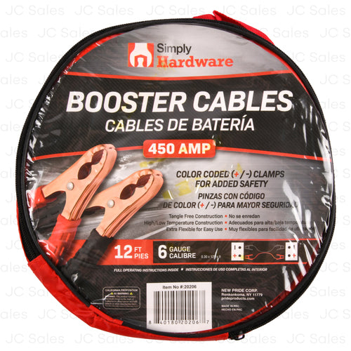 simply auto booster cables 12 ft 450 amp -- 12 per case