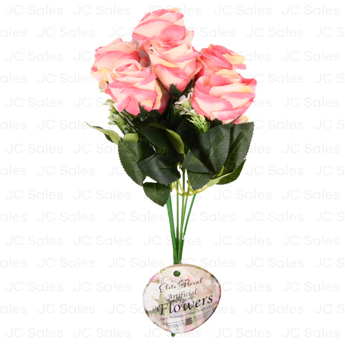 artificial 7head rose bush ivory pink 12 -- 36 per box