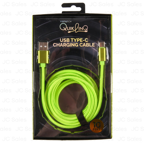 braided type c cable asst color 10ft -- 24 per case