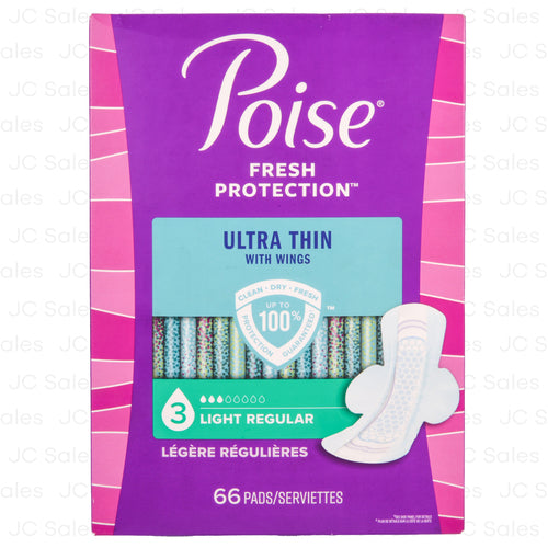 poise ultra thin pad w wings 66ct -- 1 per case