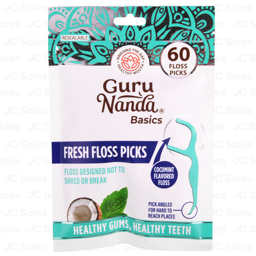 guru nanda dental fresh floss picks 60ct -- 24 per case