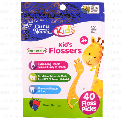 guru nanda kids giraffe shaped flossers 40ct -- 24 per case