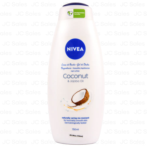 nivea body wash coconut jojba oil 750ml -- 12 per case