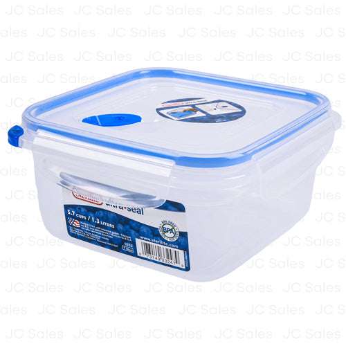 sterilite sq container clr w tblue lid 5.7cup -- 6 per case