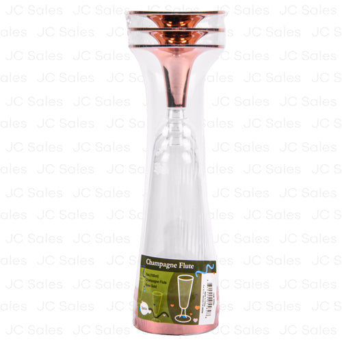 plastic champagne flute with rosegold ring 3ct -- 24 per case