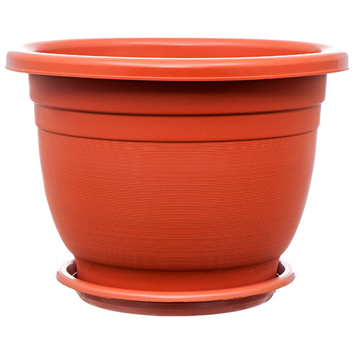 round plastic planters with tray -  -- 12 per case