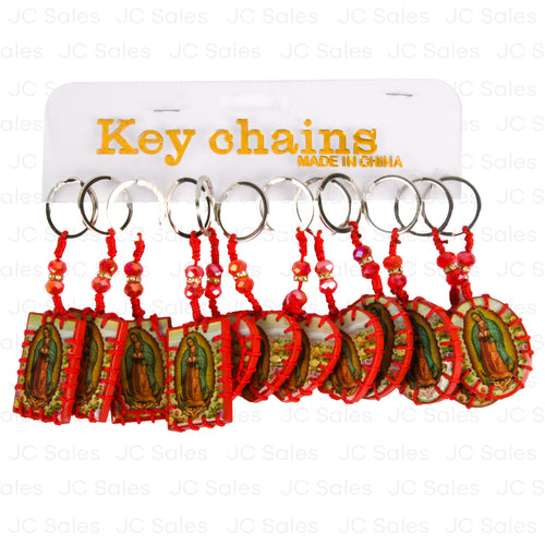 key chain virgen de guadalupe w red cord -- 12 per box