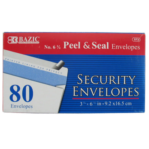 bazic security peel & seal envelopes - 80 count -- 24 per case