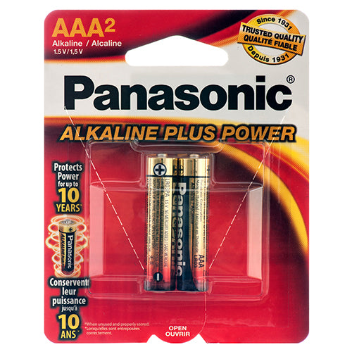 panasonic alkaline #aaa batteries - 2-pack power plus -- 12 per box