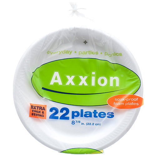 axxion foam plates - round 8 7/8 in - white - 24/case -- 24 per case