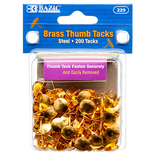 bulk brass thumbtacks - 200pc  -- 24 per box