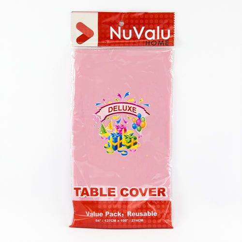 pink deluxe peva table cover 0.09mm - 54 in x 108 in -- 24 per box