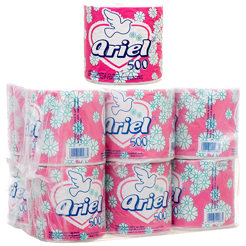 ariel bath tissue 500 2ply w/ bird #pink - 48 rolls -- 48 per case