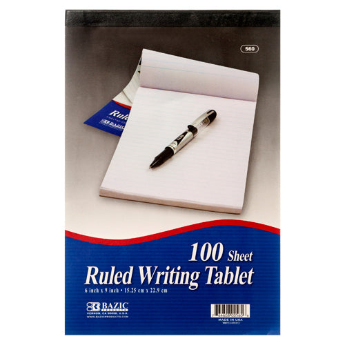 seasonal writing tablet - white paper - 6x9 -- 48 per case