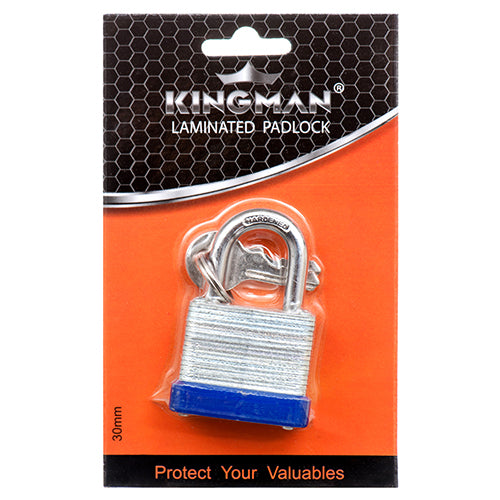 kingman laminated padlock 30mm - bulk  -- 24 per box