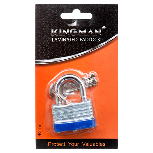 kingman laminated pad locks - 40mm wide  -- 24 per box