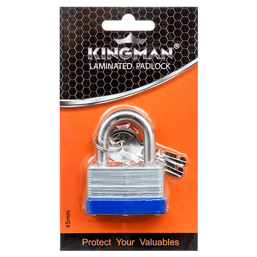 kingman laminated padlock 45mm - - blister -- 24 per box