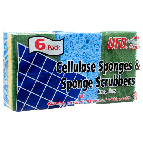 ufo cellulose scrubber sponges - 6 pack -- 48 per case